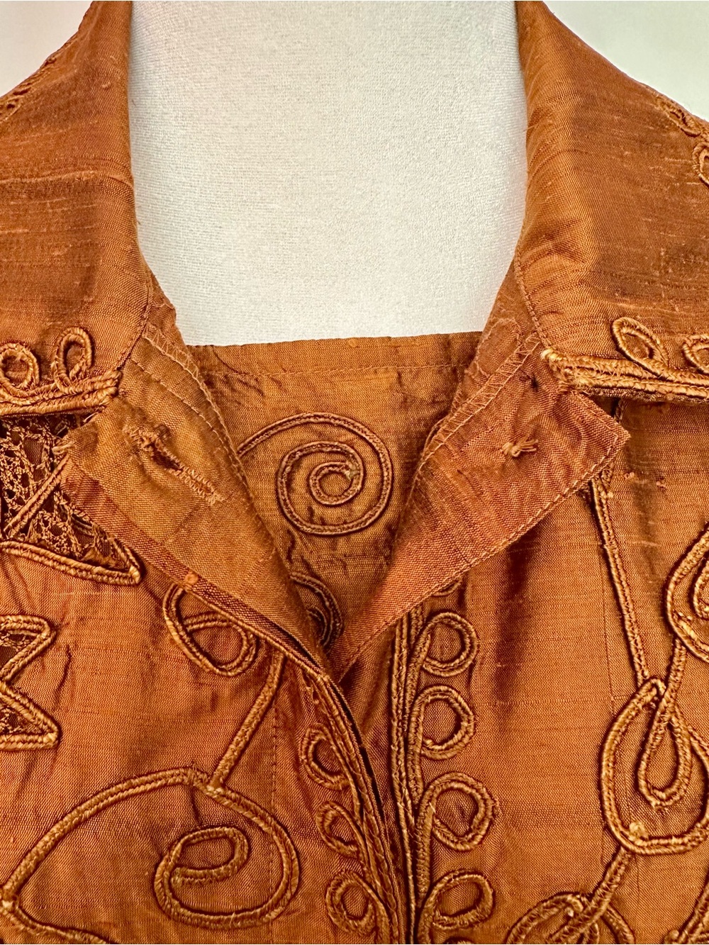 NWT Coldwater Creek 100% Silk Embroidered Tank Top 2X Rust Brown - Picture 6 of 8